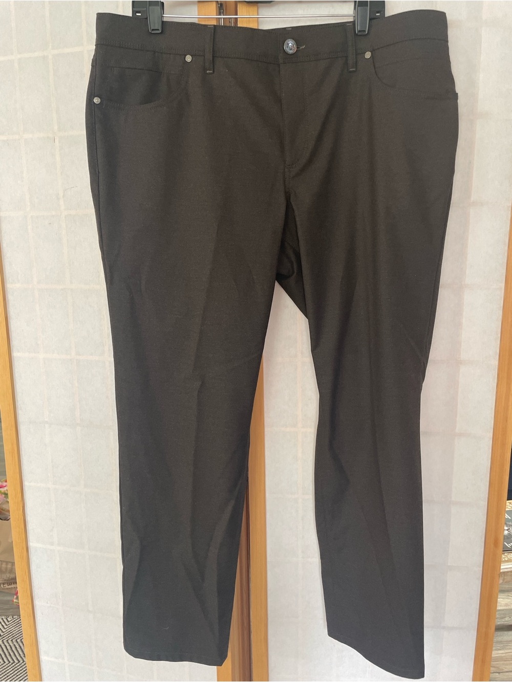 Men's Dark Brown Dress Pants - Classic Straight Fit